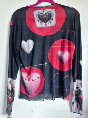 Heart mesh top plus size